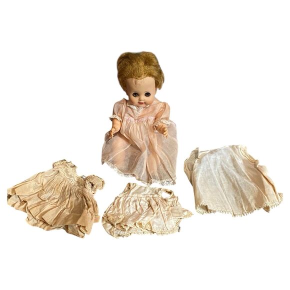 VTG 1950s Madame Alexander 11" KATHY Baby Doll Sleep Eyes Drink Wet Rooted Hair - Picture 1 of 16
